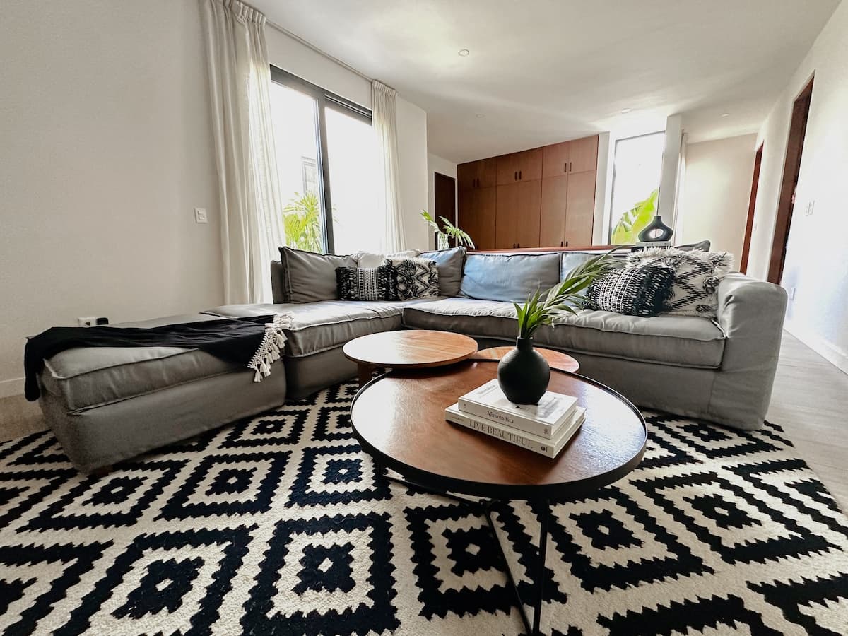 Family room up level with 65" TV Linen closets